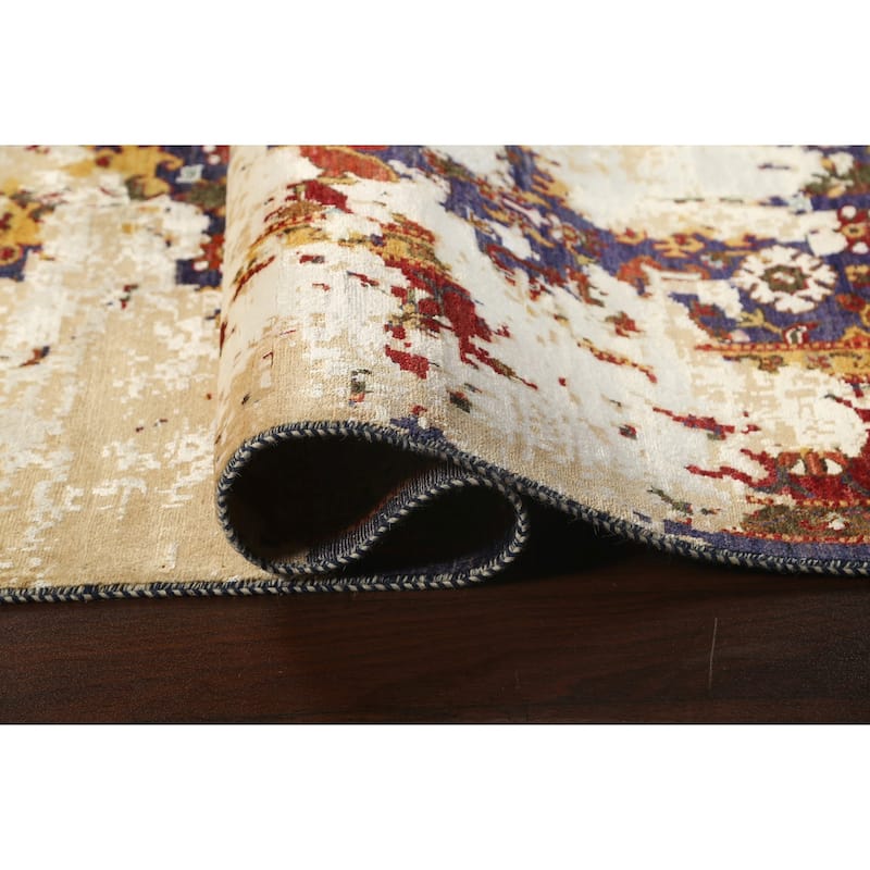 Wool/ Silk Vegetable Dye Distressed Oriental Tabriz Area Rug Handmade - 8'3" x 10'2"