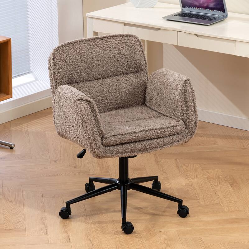 Criss Cross Chair with 5-Gear Adjustable Armrests & Wheels, Ergonomic Thickened Backrest Swivel Desk Chair for Home Office