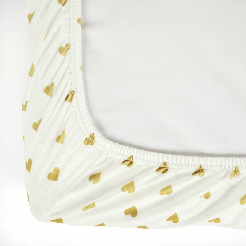 Lush Decor Boho Metallic Hearts Allover Hearts Soft & Plush Fitted Crib Sheet - 52"x 28"