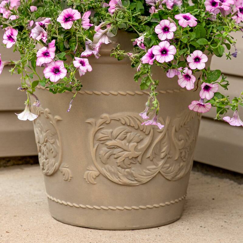 Sunnydaze Arabella Polyresin Large Round Outdoor Planter