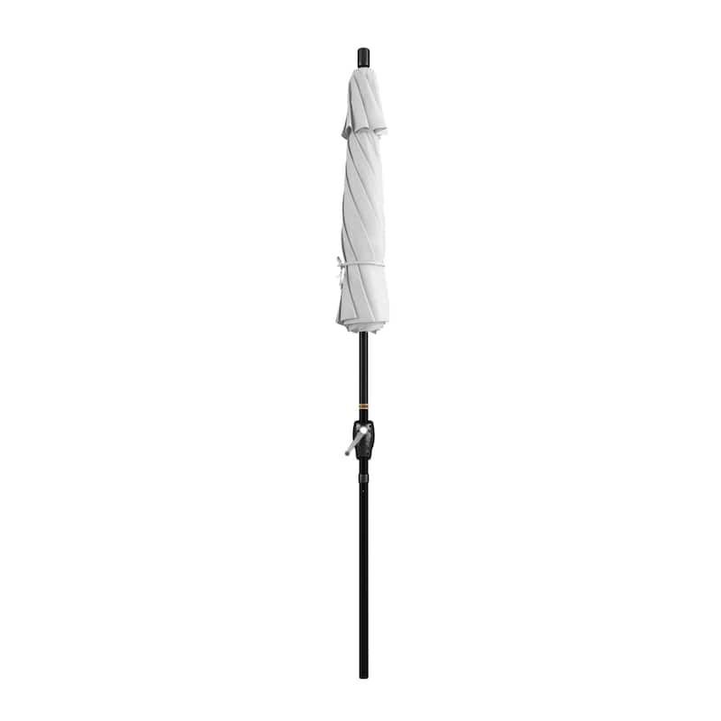 California Umbrella 7.5' Round Crank Lift Push Button Tilt Black Aluminum Patio Umbrella with Pacifica Pacific Blue Fabric