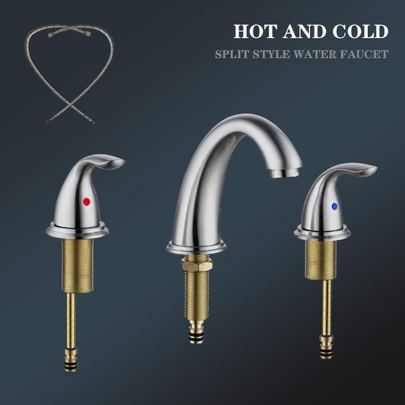 Modern 2 Handle Waterfall Bathroom Sink Faucet with Pop Up Drain Assembly and Lead Free Supply Hose, Aerator, Water Saving