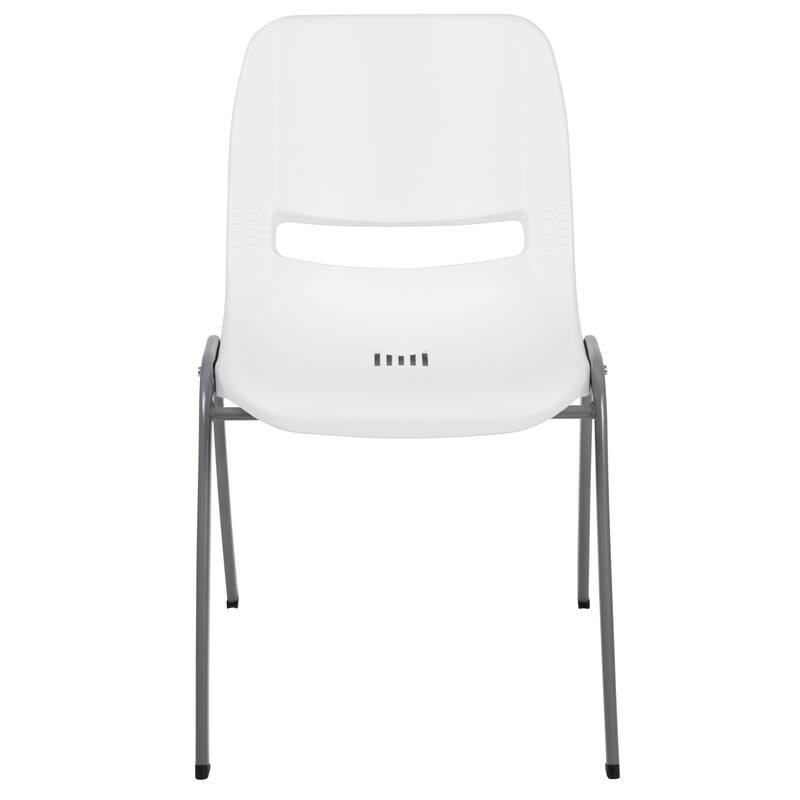 5 Pack 880 lb. Capacity Ergonomic Shell Stack Chair with Metal Frame - 23.5"D x 19.25"W x 32"H