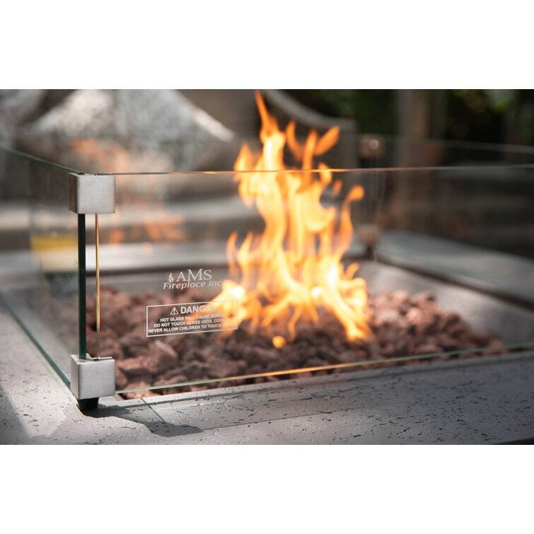 AMS Fireplace Brooklyn Travertine Fire Pit Bundle - 40" x 40" x 17"