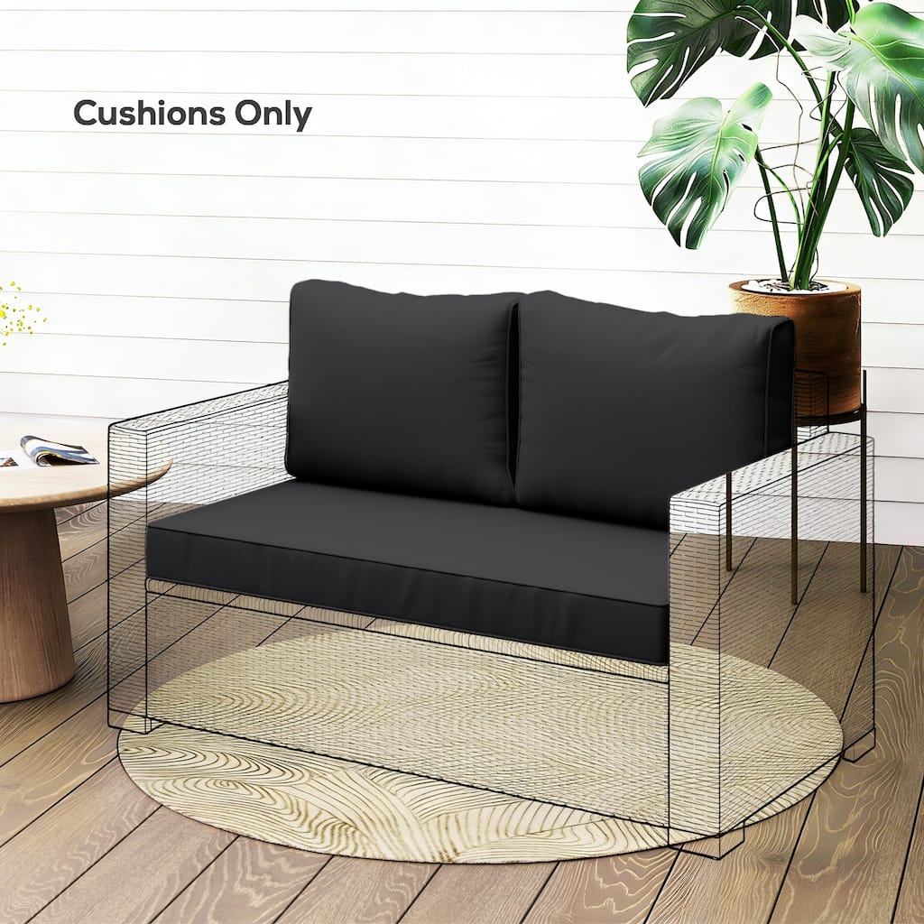 Outsunny 2 Seater Patio Furniture Cushions, Thick Outdoor Loveseat Cushions Furniture Cushions with Removable Cover