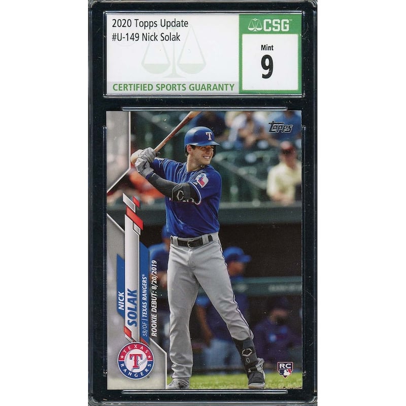 Nick Solak 2020 Topps Update Baseball Rookie Card #U-149 Graded CSG 9 - 8'6" x 11'6"
