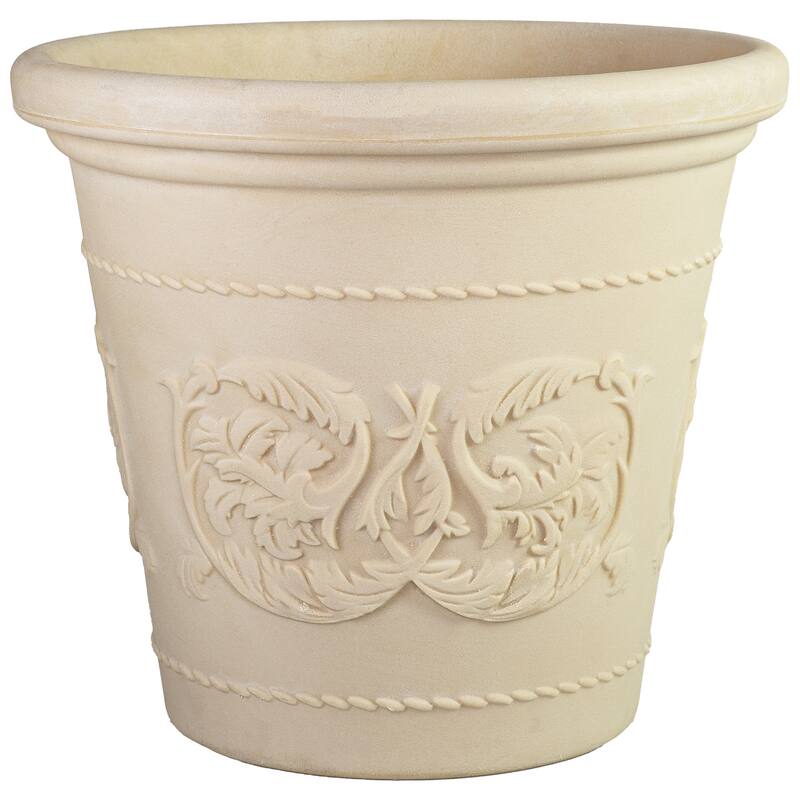 Sunnydaze Arabella Polyresin Large Round Outdoor Planter