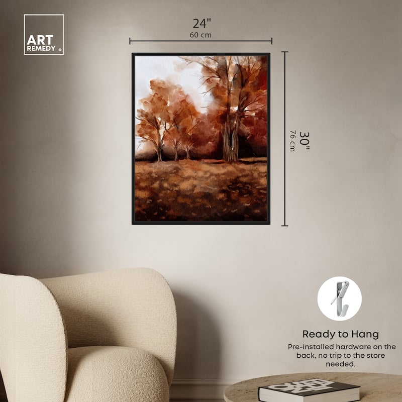Art Remedy November Landscape Framed Landscape 1 Piece Canvas Wall Art Watercolor Style