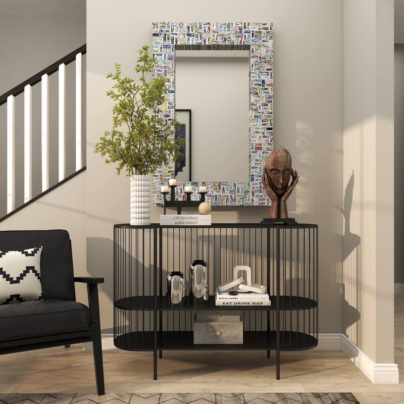 Multi Colored Paper Handmade Recycled Magazine Frame Room Wall Mirror