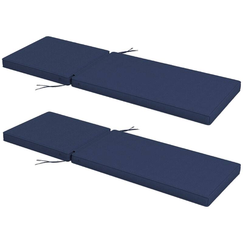 Outsunny 2 Patio Chaise Lounge Chair Cushions with Backrests, Replacement Patio Cushions with Ties for Outdoor Poolside Lounge