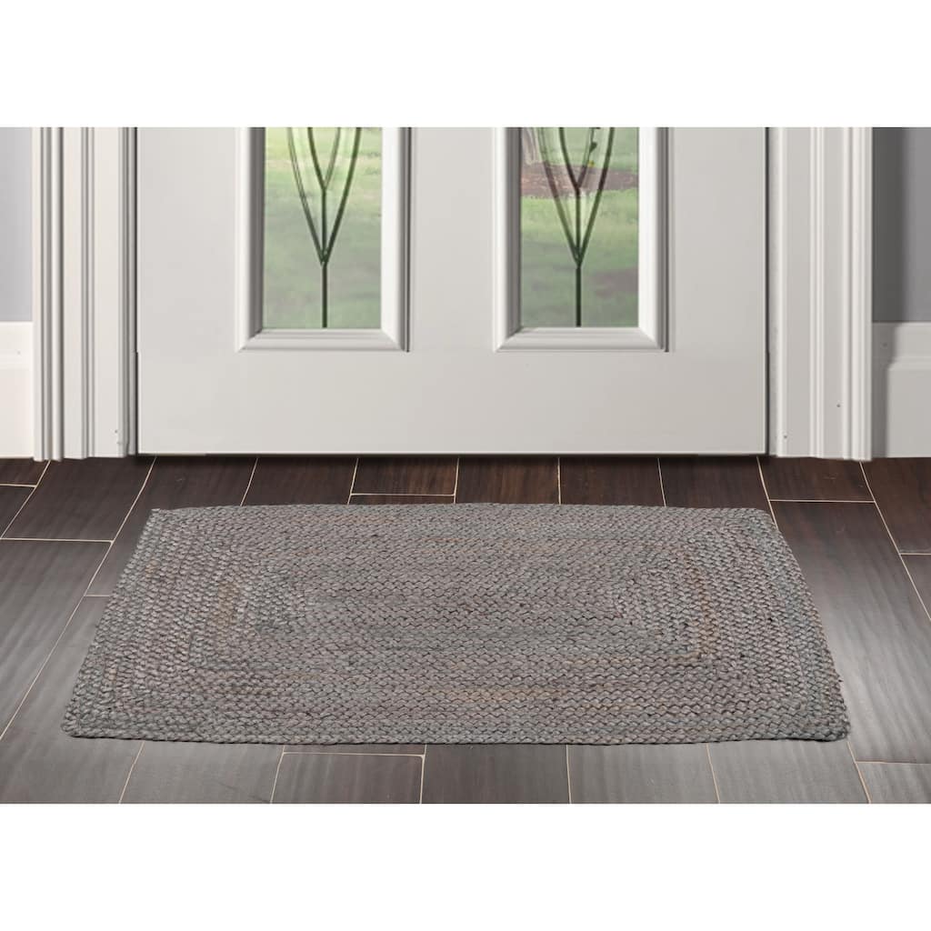 Hand Made Gray Handspun Jute Modern & Contemporary Oriental Area Rug - 2' x 3'