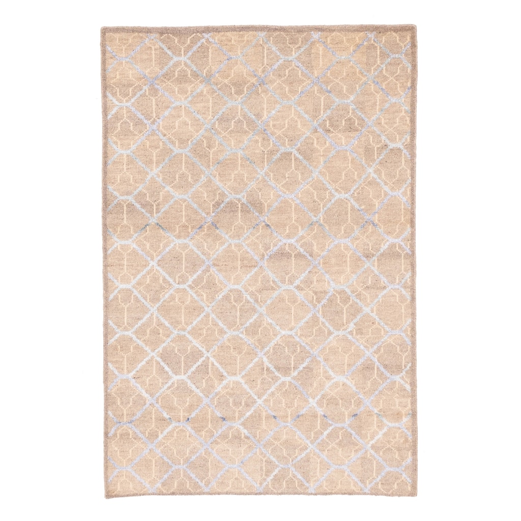 ECARPETGALLERY Hand-knotted Tangier Taupe Silk, Wool Rug - 5'3 x 7'11