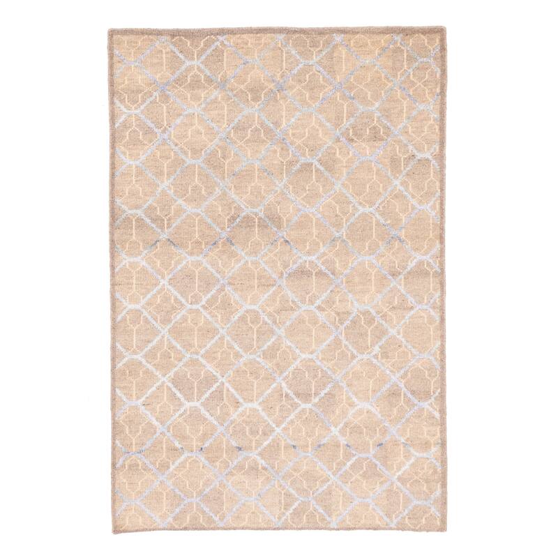 ECARPETGALLERY Hand-knotted Tangier Taupe Silk, Wool Rug - 5'3 x 7'11