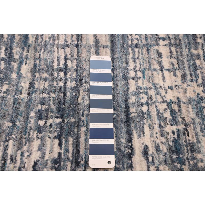 ECARPETGALLERY Hand Loomed Elysian Navy Wool Rug - 8'2 x 9'10