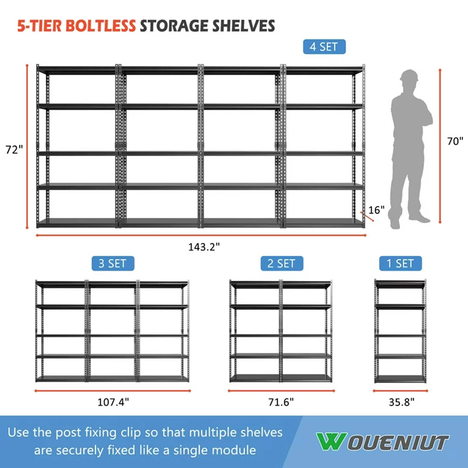 DoCred Heavy Duty Storage Rack, Garage Metal Shelving Unit, 4Pack - On ...