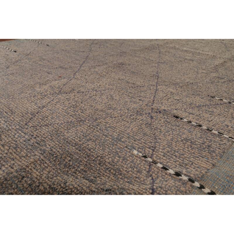 Earth Tone Moroccan Oriental Area Rug Hand-Knotted Brown Wool Carpet - 7'9"x 12'0"