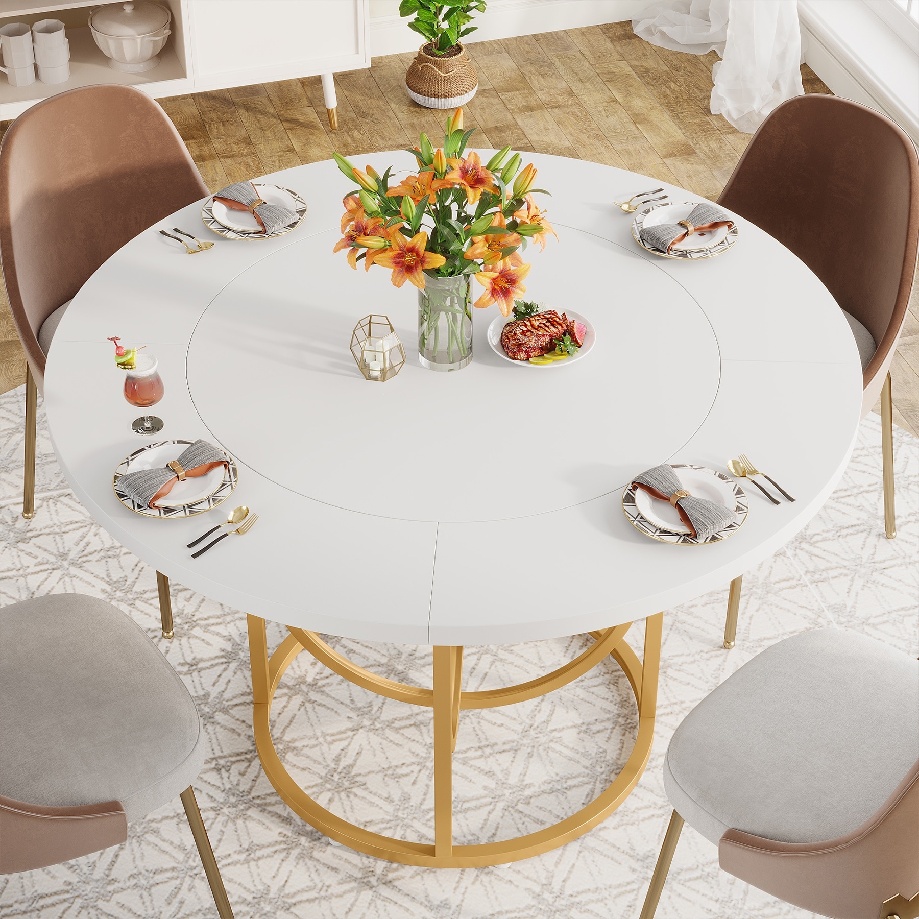 White and sales gold kitchen table
