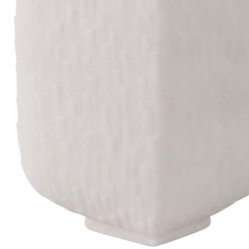 Resin Vase Mortsel Large Textured Square Neck Design - 19" White