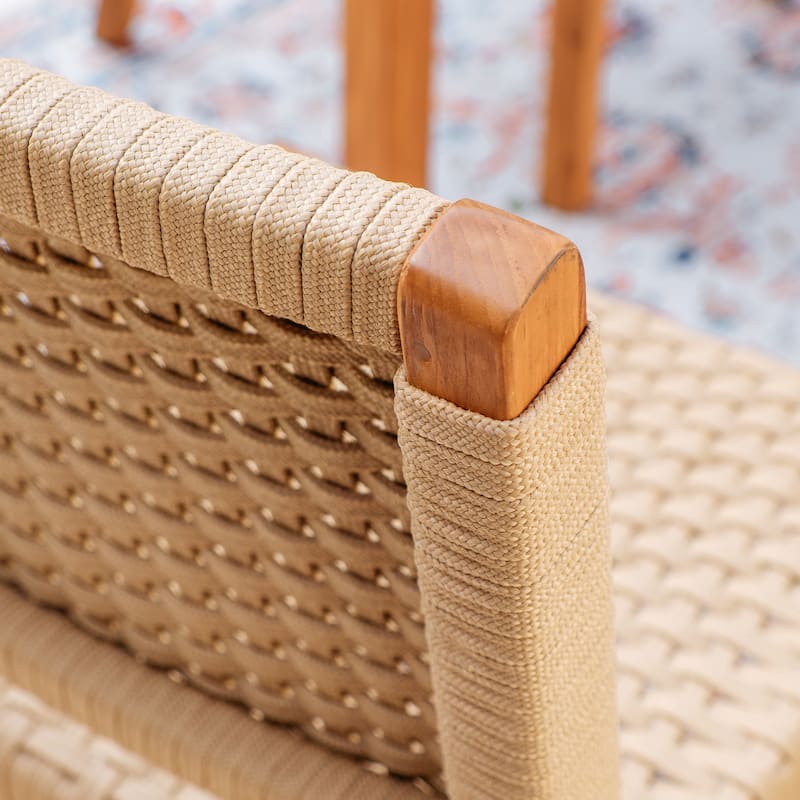 Cambridge Casual Zephyr 5-Piece Teak Patio Dining Set with Woven Rope Chairs