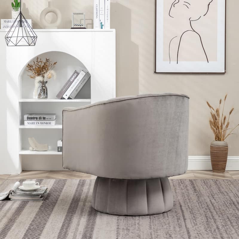 SEYNAR Modern Glam Velvet Upholstered Round Swivel Accent Arm Barrel Chair for Living Room