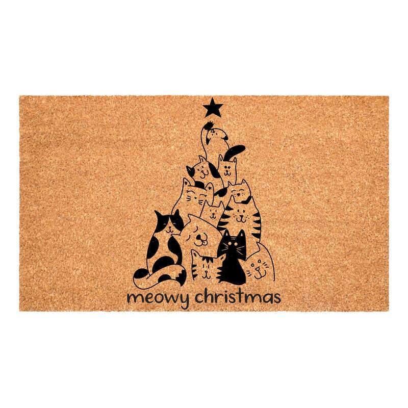 HomeRoots 24" X 36" Brown And Black Christmas Outdoor Coir Door Mat - 24.00' X '36.00