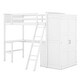 preview thumbnail 3 of 7, White Solid Pine Wood Loft Bed with Desk, Shelves, Wardrobe, and Guardrails