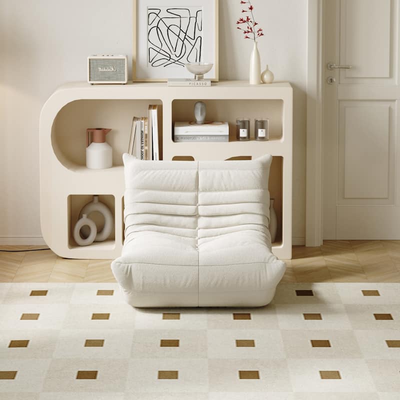 Lazy Floor Sofa Couches,Teddy Velvet Lounge Chair