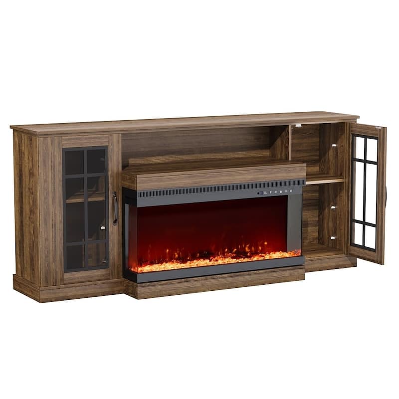 EROMMY Electric Fireplace TV Stand, Living Room Media Storage Cabinet and Entertainment Console