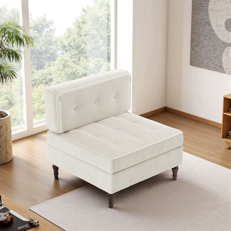 Modern Corduroy Corner Armchair Armless Chair sofa