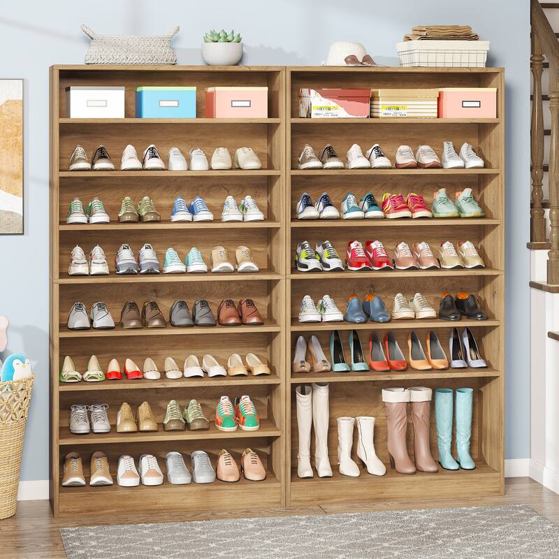 9 Tiers Shoe Cabinet, 40-45 Pairs Heavy Duty Wood Freestanding Shoe Storage Cabinet