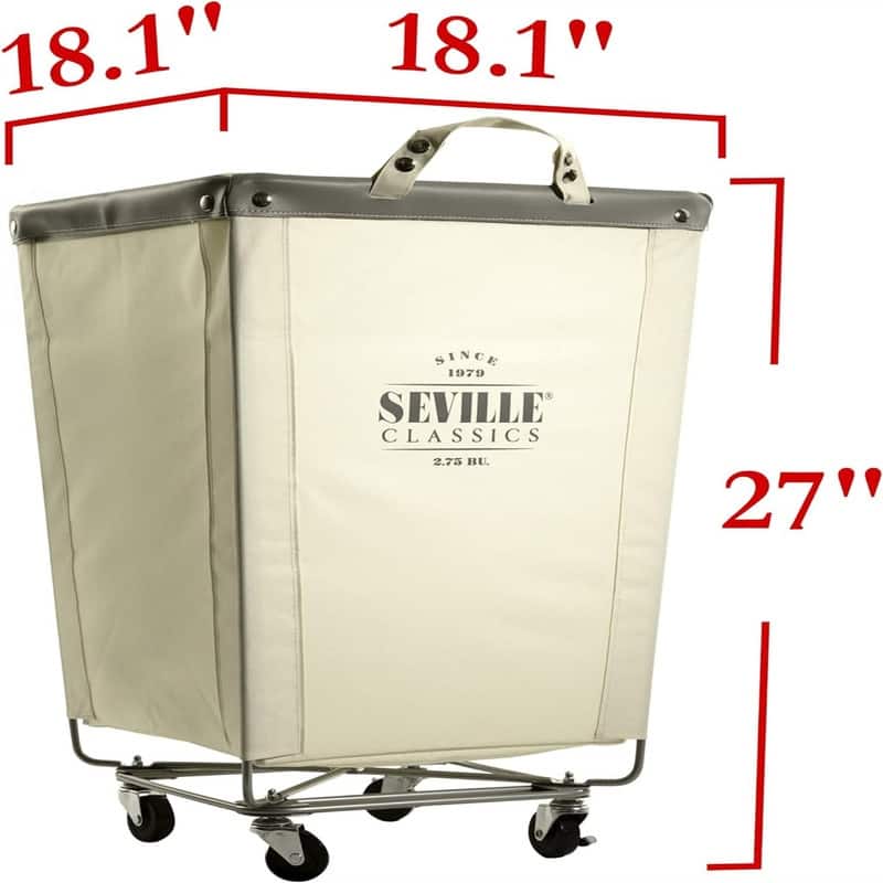 Large Commercial Heavy Duty Rolling Steel Frame Laundry Hamper Canvas - 18.1"L x 18.1"W x 27"H