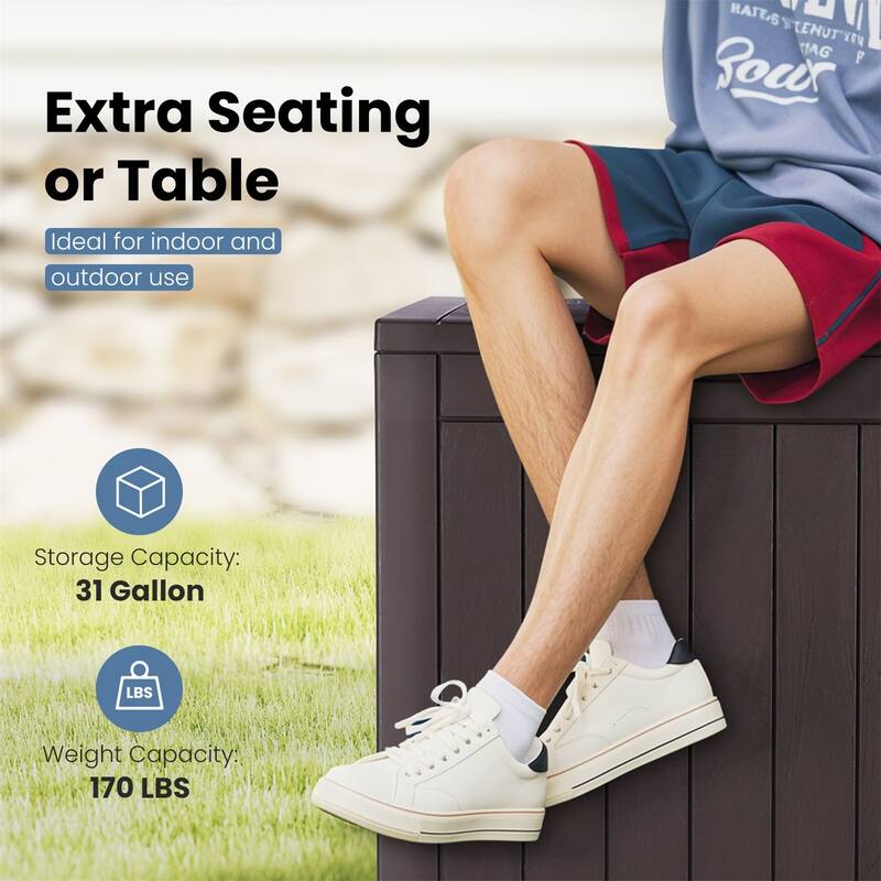 31 Gallon Resin Deck Box-Organization and Storage for Patio Furniture