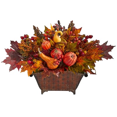 Silk Dieffenbachia Plant 42In Golden Faux Plant Indoor Decor Basket - Orange - 18