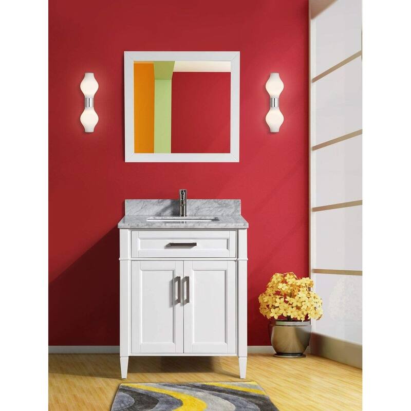 Vanity Art 30-Inch Single Sink Bathroom Vanity Set Carrara Marble Stone Top Soft Closing Doors Undermount Sink with Free Mirror