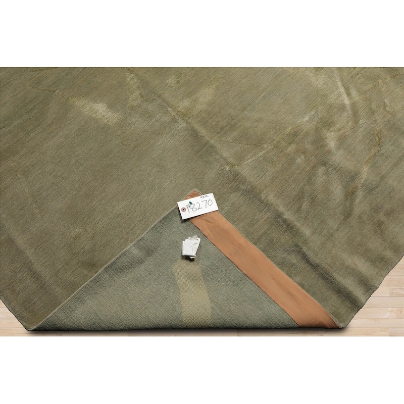 Hand Knotted Modern Moss Tibetan Wool Modern Oriental Area Rug - 9' x 12'