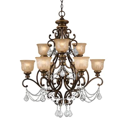 Norwalk 9 Light Clear Crystal Swarovski Strass Chandelier - 34'' W x 41.25'' H