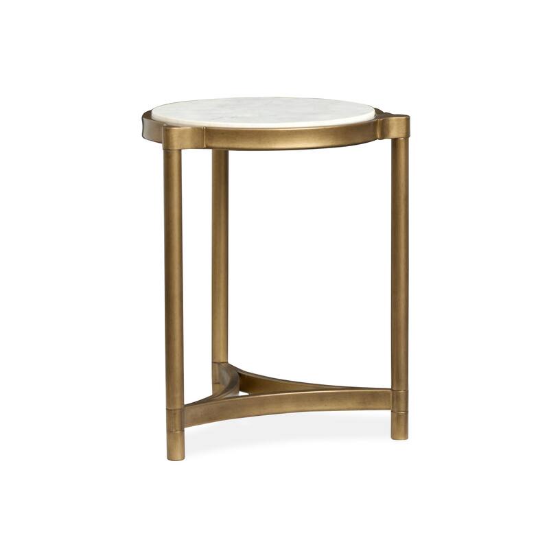 Magnussen Home Cassidy Aged Brass and Volakas Classic Round Accent Table - 19.88''W x 19.63''D x 24''H