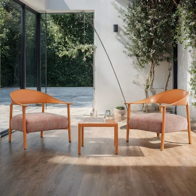 Modern Patio Bistro Set with 2 Accent Chairs & 1 Coffee Table, 3 pcs