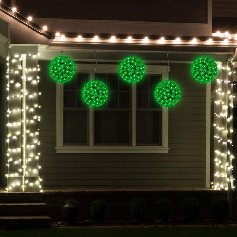 LED Lighted Hanging Starlight Sphere Outdoor Christmas Decoration- 7.5"