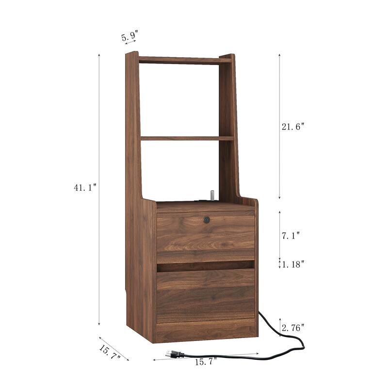 Smart Nightstand with Charging Station and Night Light for Bedroom