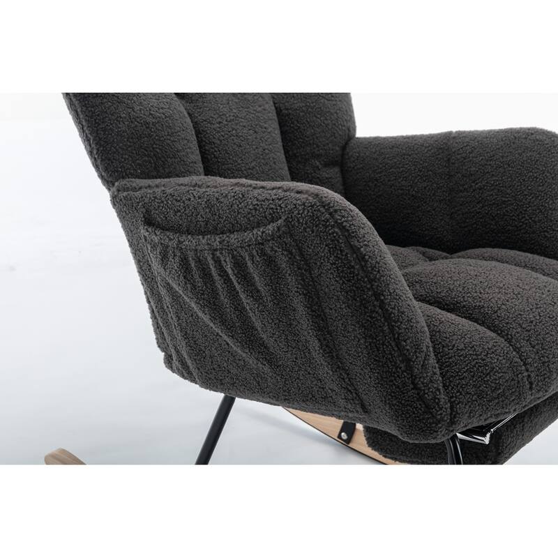 Fabric Rocking Chair With Adjustable Footrest