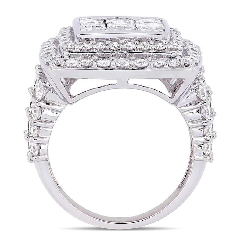Miadora Signature Collection 14k White Gold 5ct TDW Diamond Cluster Double Halo Engagement Ring