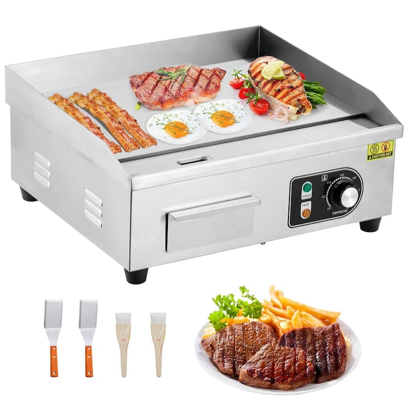 Commercial Electric Griddle Stainless Steel Flat Top Teppanyaki Grill - 14 Inches