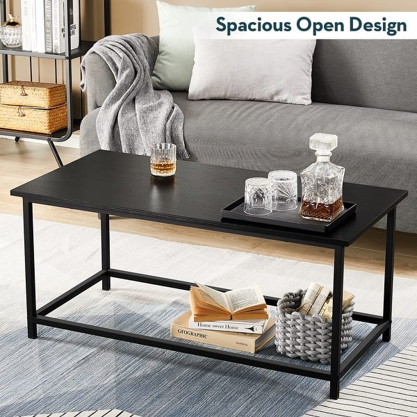Black Coffee Table Simple Modern Coffee Tables Open Design Rectangular ...