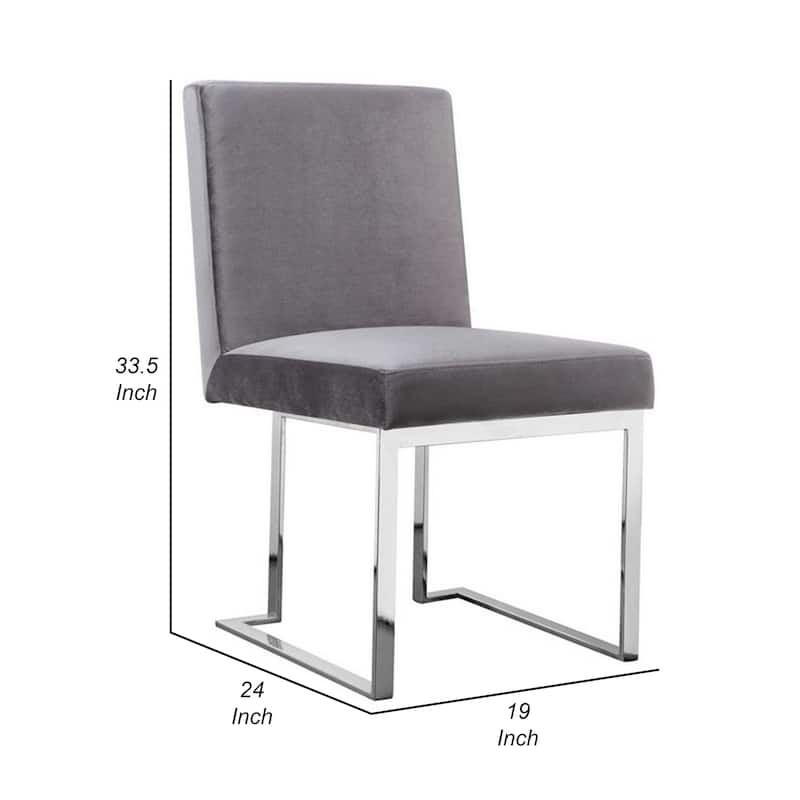 Boly Side Dining Chair Set of 2, Cantilever Base, Gray and Silver