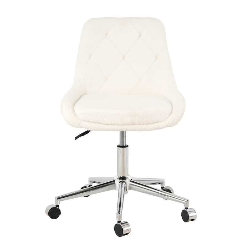 Beige Teddy 22.3" Tufted Accent Chair with Chrome Legs
