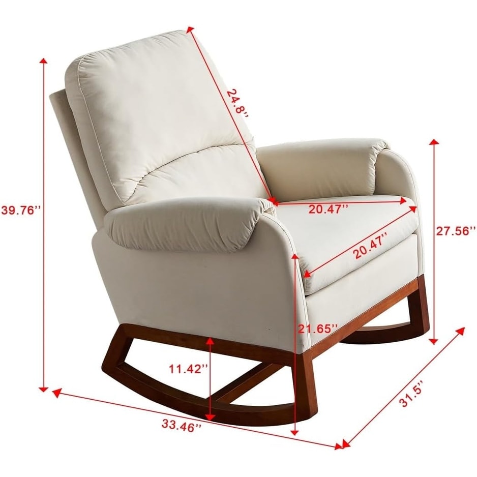 Velvet Rocking Chair Mid Century Modern Nursery Rocking Armchair Upholstered Tall Back Accent Glider Rocker for Livingroom Beige Bed Bath Beyond 39393986