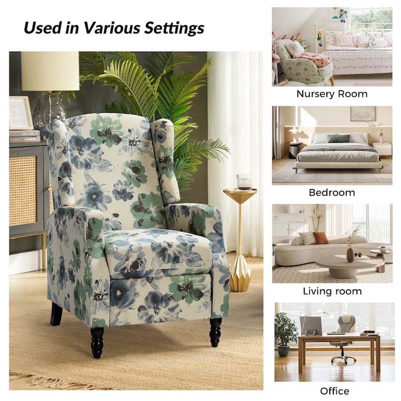 Damaris Mid-Century Modern Manual Pushback Recliner with Wingback Design Set of 2 by HULALA HOME