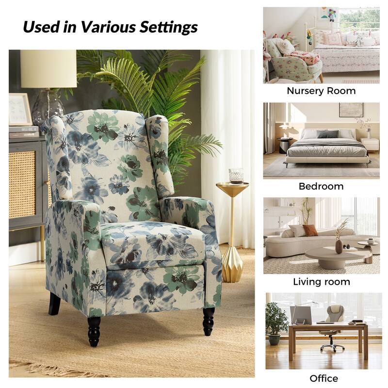 Damaris Mid-Century Modern Manual Pushback Recliner with Wingback Design by HULALA HOME