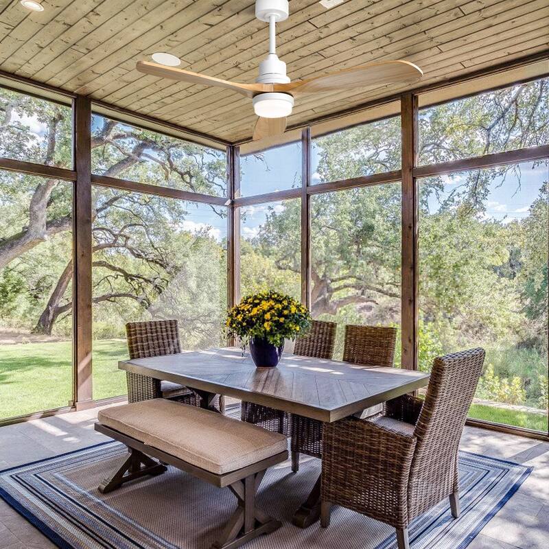 Sofucor 52 Inch Ceiling Fan with Light and Remote,Smart Optional,Quiet DC Motor for Bedroom Living Room Farmhouse Patio Porch